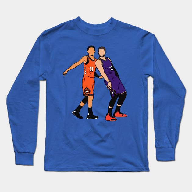 Trae Young And Luka Doncic Half Court Shot Long Sleeve T-Shirt by rattraptees